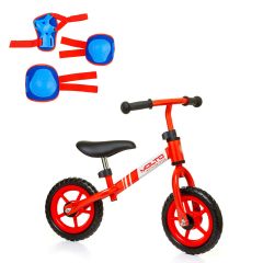 Bicicletta senza pedali da bambino/a Minibike Rossa + Protezioni Blu 24211/WEB2